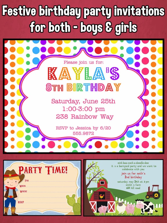 Screenshot #5 pour Happy Birthday Invitations For Kids Party