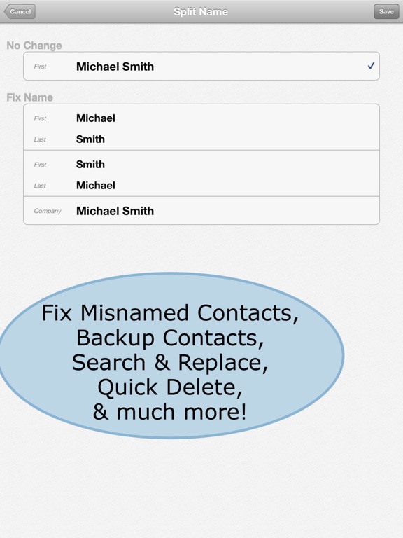 ContactClean Pro - Address Book Cleanup & Repair iPad screenshot 4 - Productivity app