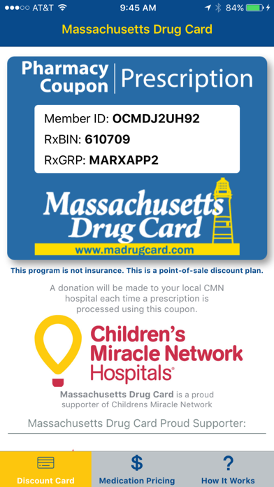 Screenshot #1 pour Massachusetts Drug Card