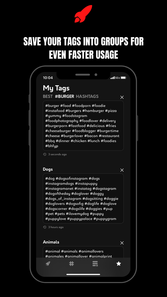 #4. TagRocket - Hashtag Generator (iOS) 由: Slikk Mobile, LLC