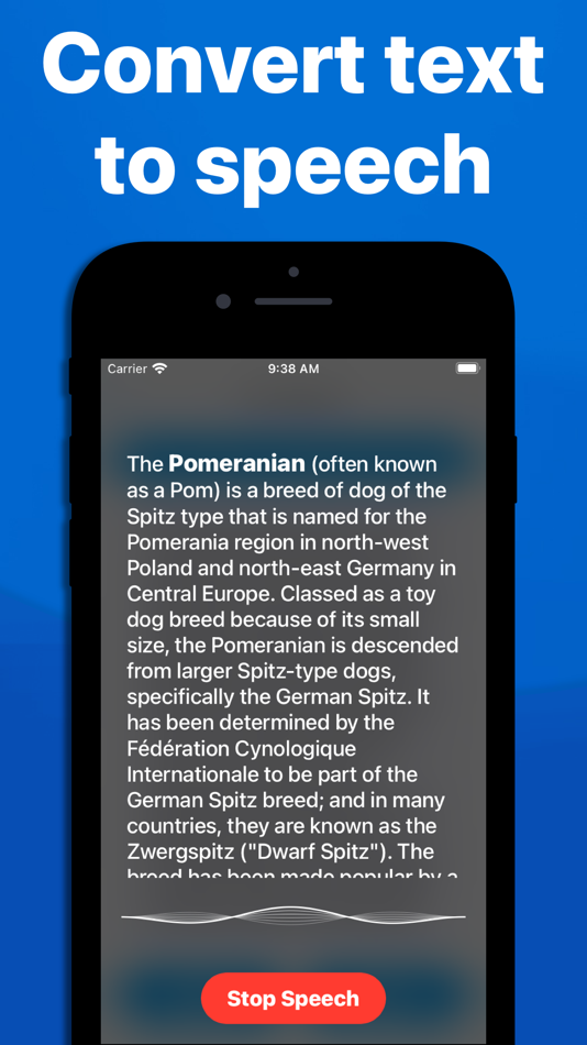 #1. Speechy text to speech reader (iOS) 来自: Arthur Eduardo Skaetta Alvarez Desenvolvimento de Software LTDA.