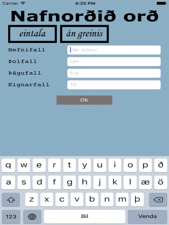 Íslenska iPad screenshot
