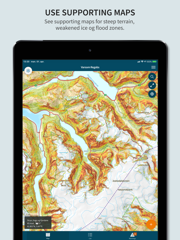 Varsom iPad screenshot