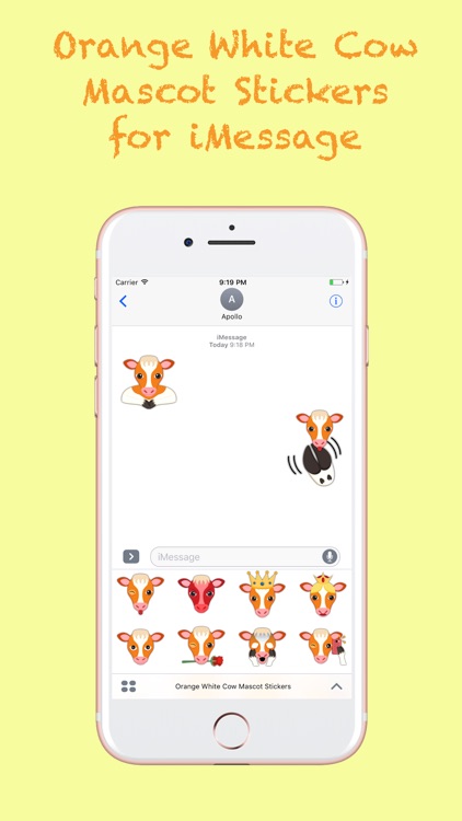 Orange White Cow Mascot Stickers