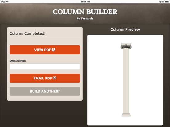 Turncraft Column Builder iPad screenshot