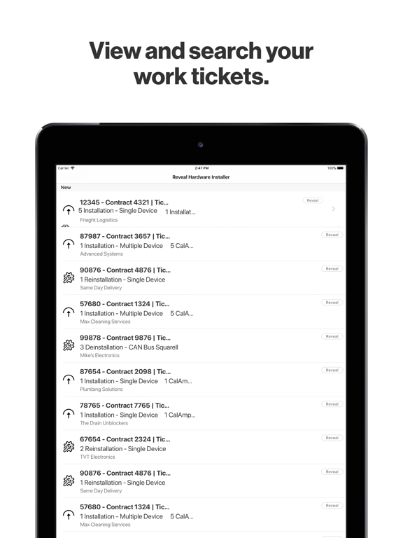 Reveal Hardware Installer iPad screenshot