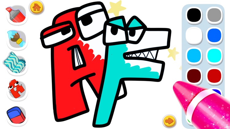 Glitter Cute Alphabet Coloring