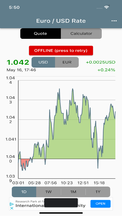 Euro US Dollar Rate Screenshot