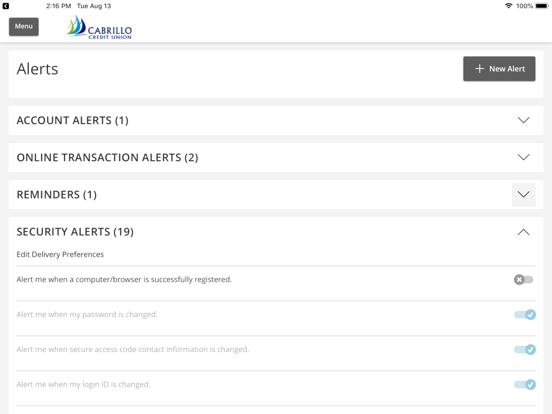 Cabrillo Credit Union iPad screenshot 3 - Finance app