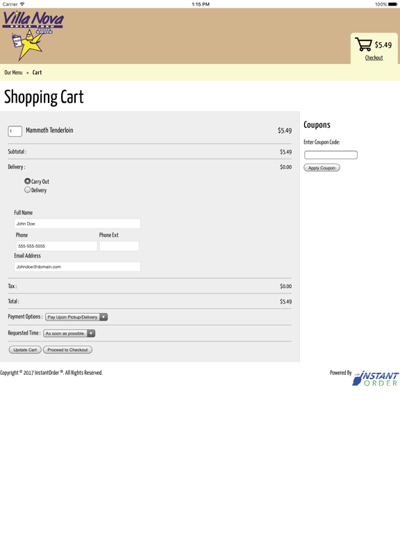 Villa Nova Drive Thru iPad screenshot 4 - Food & Drink app