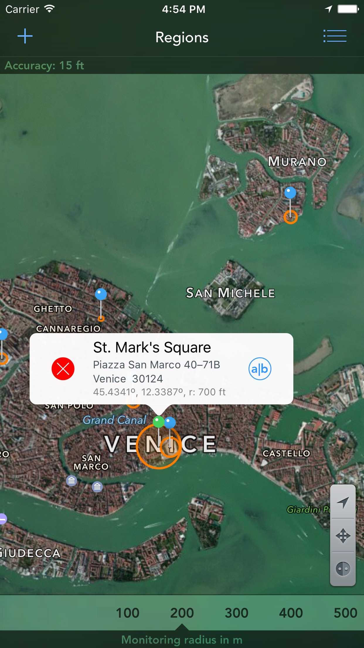 Screenshot do app Geofency Time Tracking
