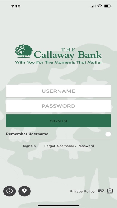 The Callaway Bank Mobile Screenshot