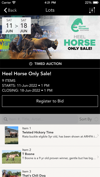 Equine Exchange Auctions Screenshot