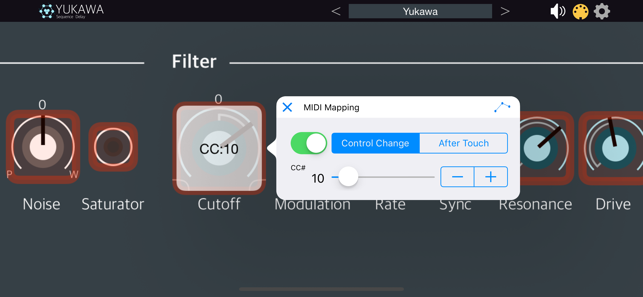 ‎Yukawa - Captura de tela do efeito de plug-in AUv3
