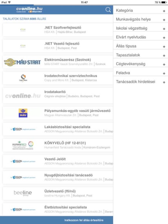 Screenshot #5 pour Cvonline.hu állások