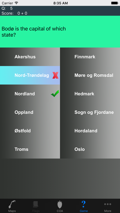Norway County Maps and Capitals Screenshot