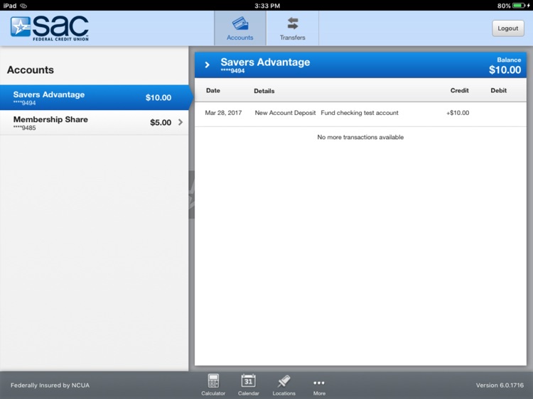 SAC Mobile Banking for iPad