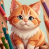Cats coloring book to paint icon