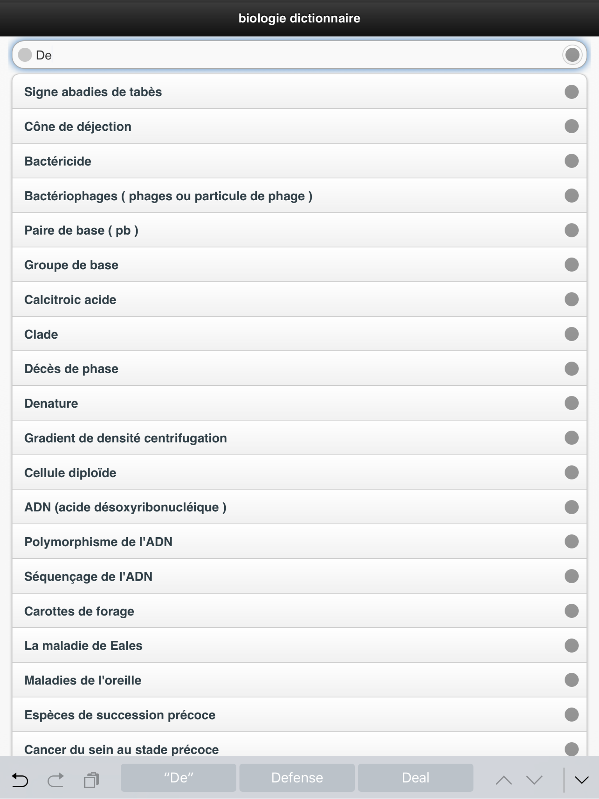Biologie Dictionnaire