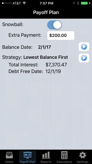 Capture d'écran de Debt Payoff Assistant sur iPhone 4