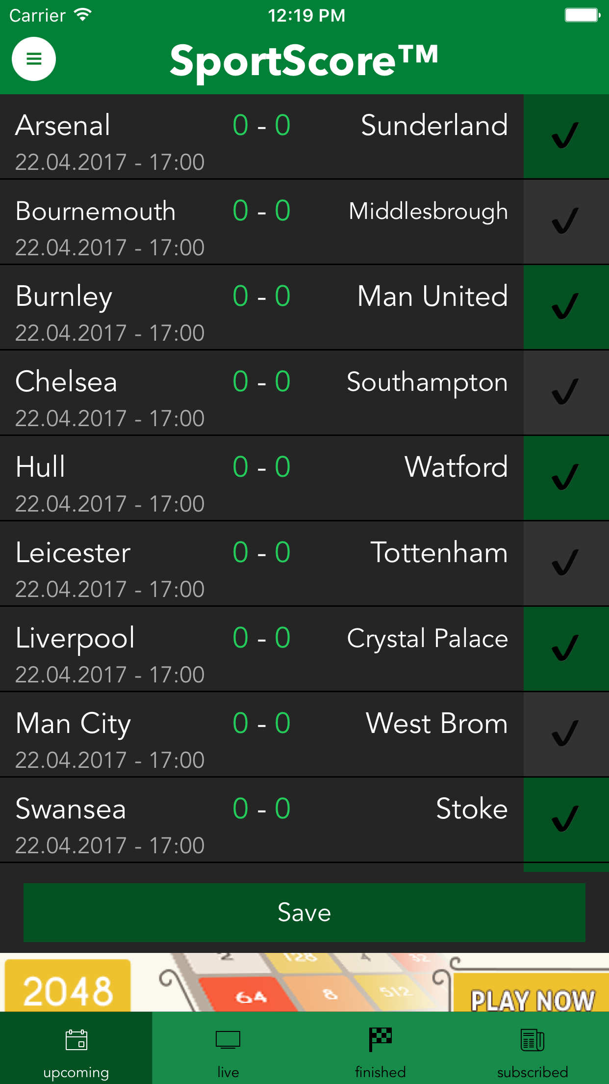 Sport Score App