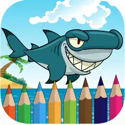 Shark coloring book for kids games app icon