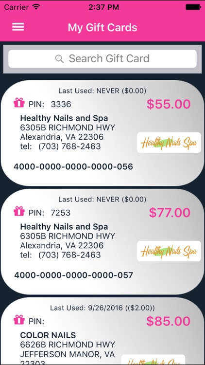 Envie Rewards Phone App
