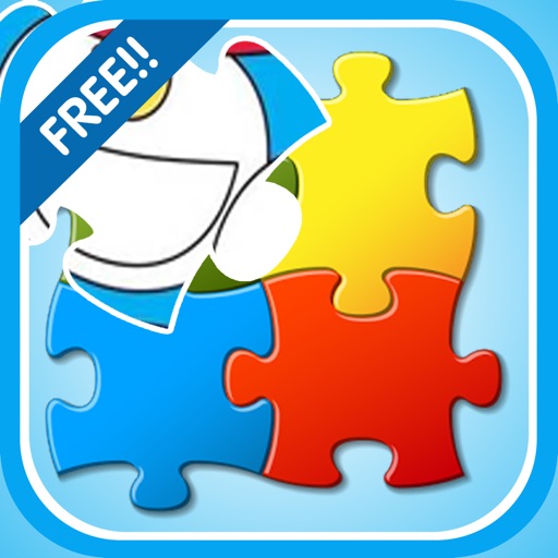 Jigsaw Puzzle Game for kids blue robot cat iOS App