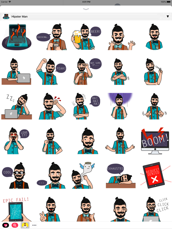 Hipster Stickers & Emojis iPad screenshot 1 - Stickers app