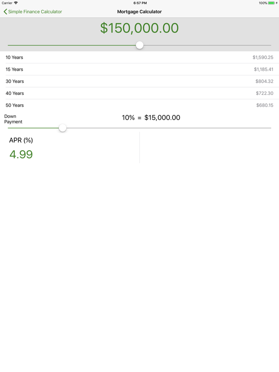 Simple Finance Calculator iPad screenshot