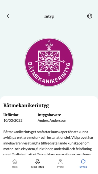 NFB Båtintyg Screenshot