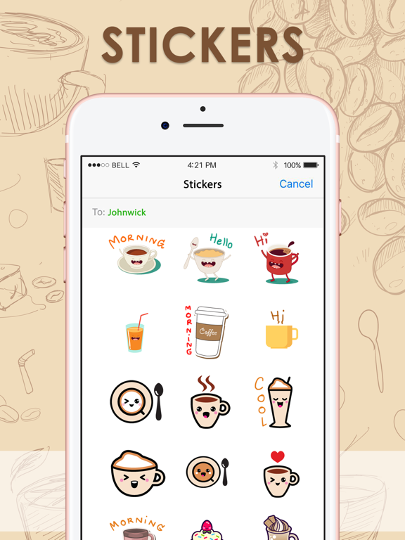 Screenshot #4 pour Coffee Stickers for iMessage by ChatStick
