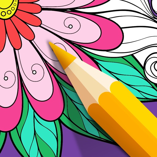 Adult Color Therapy Pages - Flower Coloring Book icon