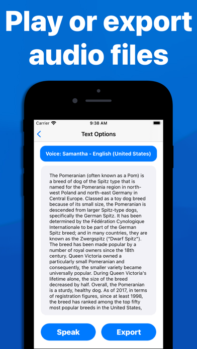 Screenshot #2 pour Speechy - Text reader & export