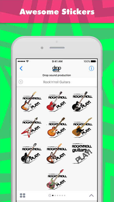 Screenshot #1 pour Rock'n'roll Guitars stickers by drop sound