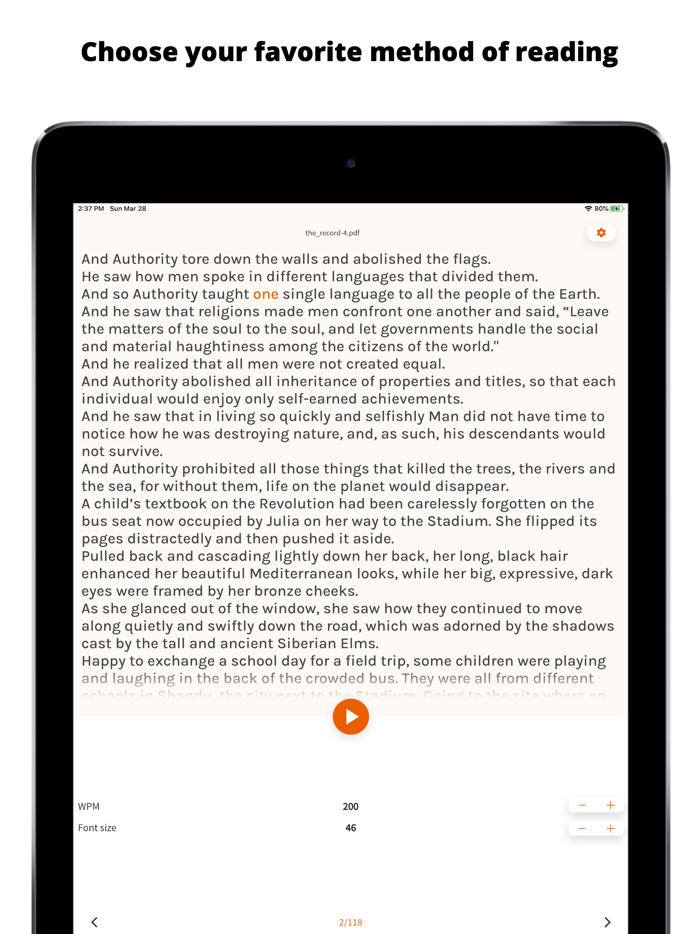 Speed Reading - ePub Reader