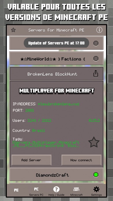 Screenshot #2 pour Multiplayer Servers for Minecraft PE & PC w Mods