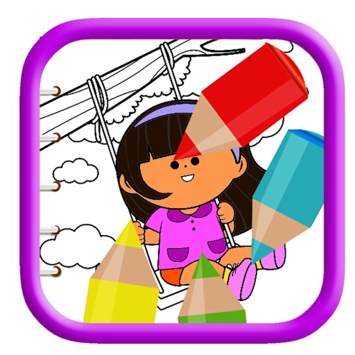 Game Girl Explorer Coloring Page Educational icon