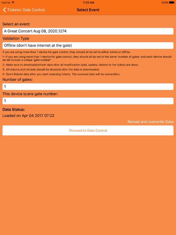 Ticketor Gate iPad screenshot 3 - Business app