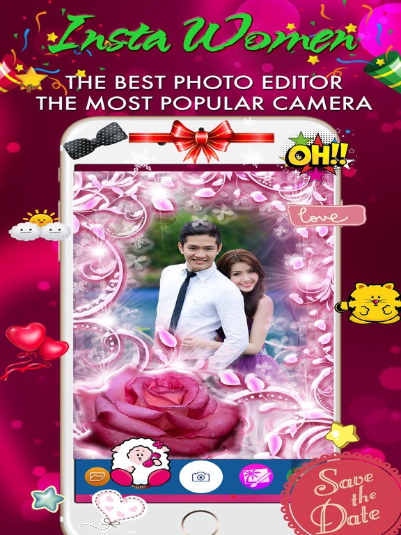Women Day Photo Frame -Wonder Photo,Camera sticker iPad screenshot 5 - Photo & Video app