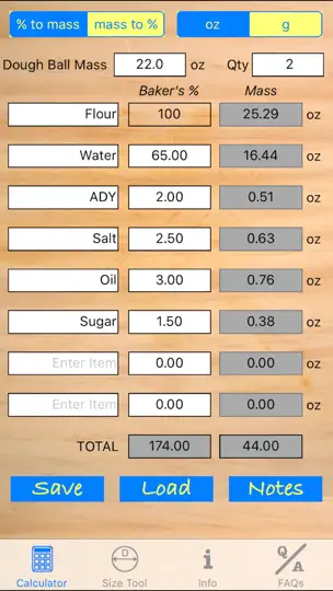 Captura de pantalla de DoughCalc en iPhone 1