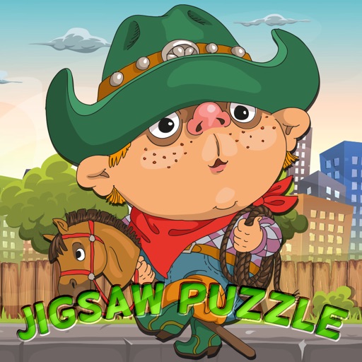 puzzle cowboy jigsaw learning fun stories for kids icon