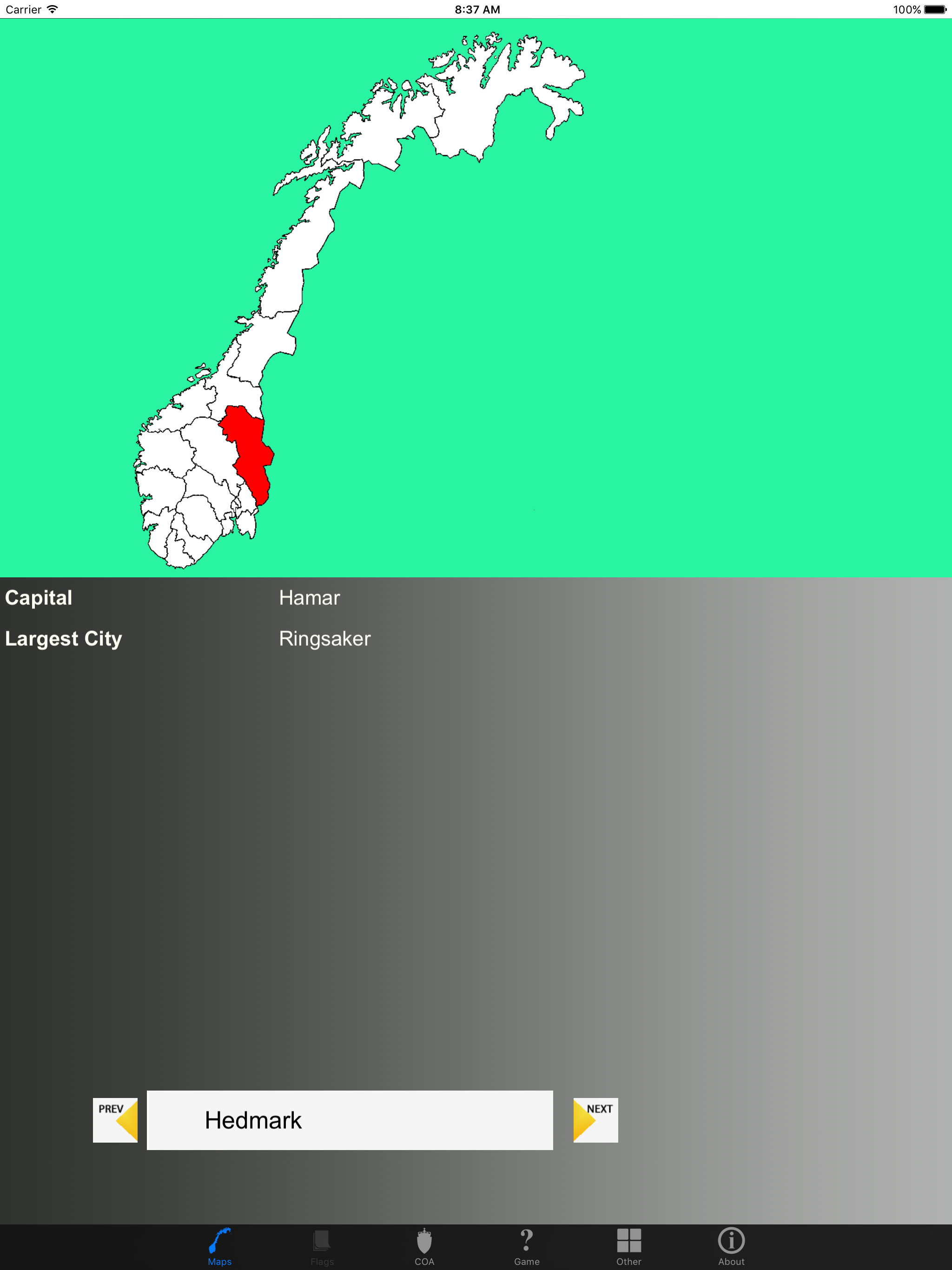 Norway County Maps and Capitals screenshot 6