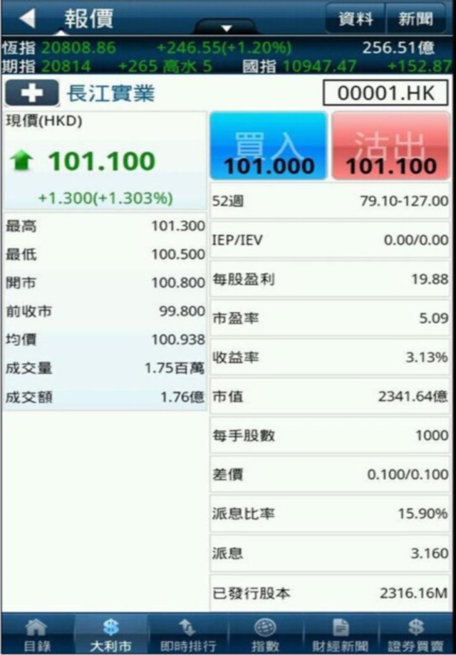 長雄證券(AAStocks) screenshot 2