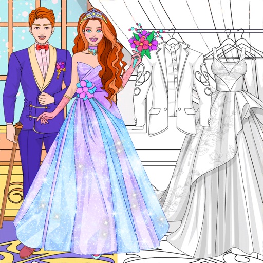 Wedding Dress Up Coloring Book icon