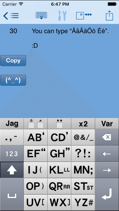 Screenshot #1 pour AEI Keyboard Note Swedish