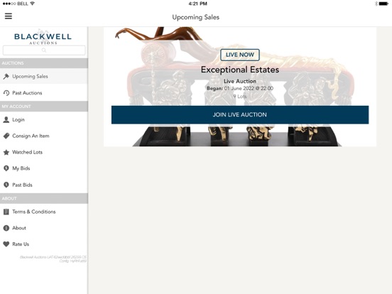 Blackwell Auctions iPad screenshot 1 - Shopping app