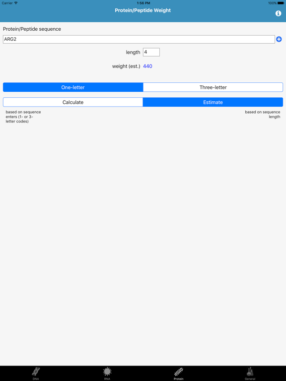 DNA/RNA/Protein and General Mol. Weight Calculator iPad screenshot
