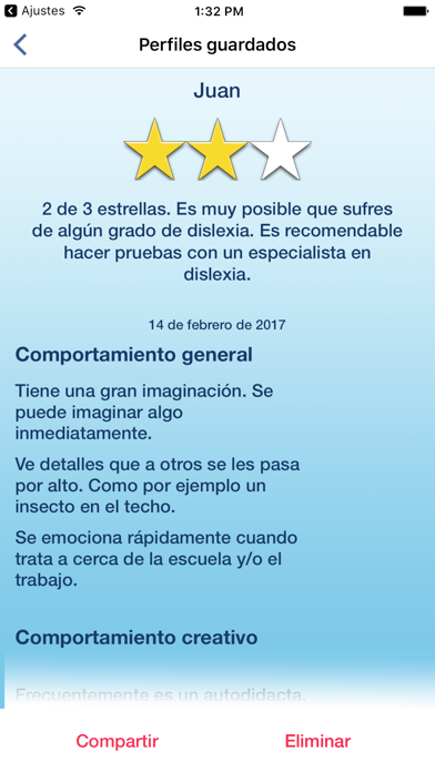 Dislexia Prueba & Consejos Captura de pantalla de la aplicación