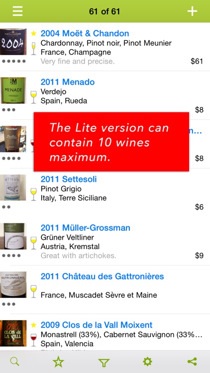 Wines - wine notes Lite